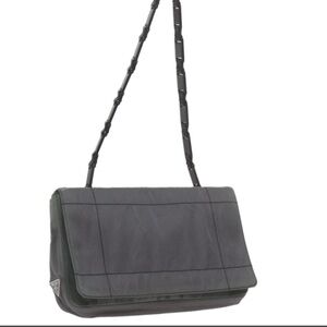Prada Gray Nylon Black Link Strap Shoulder Bag